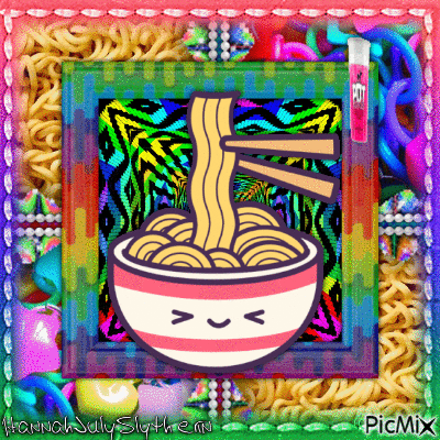 {Rainbow Kawaii Noodles} - Free animated GIF