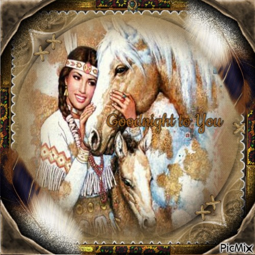 Native Indian and Horse Goodnight-RM-01-20-23 - png gratis
