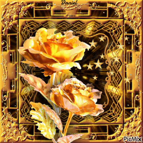 Roses dorées - GIF animé gratuit