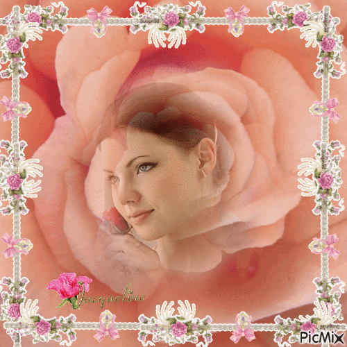 superbe rose et jolie femme - Ingyenes animált GIF