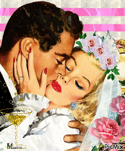 Romantic Wedding Kiss - Bezmaksas animēts GIF