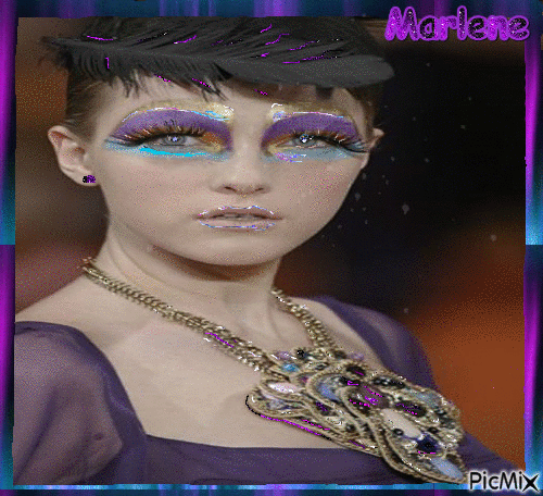 Portrait Woman Colors Deco Glitter Glamour - Free animated GIF