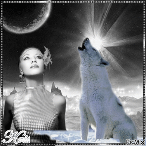 La lune et les loups - Безплатен анимиран GIF