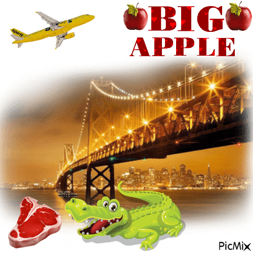 Alligator On Vacation In The Big Apple - Free animated GIF