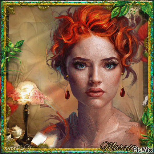 marzia - donna con capelli rossi - GIF animé gratuit