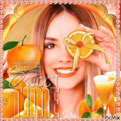 Portrait avec des oranges - Free animated GIF