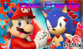 Mario and Sonic: Best Friends - Free animated GIF