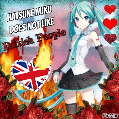 Hatsune Miku loves British people - Animovaný GIF zadarmo