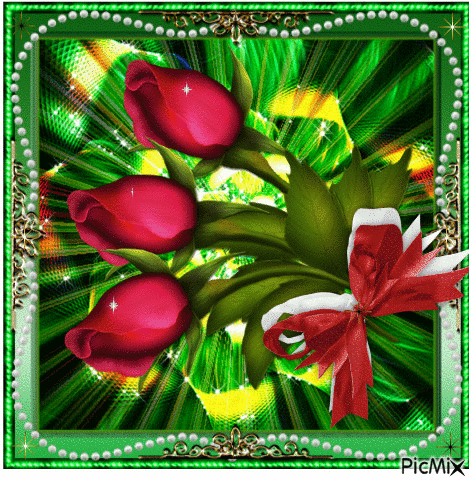 3 red roses - Ingyenes animált GIF