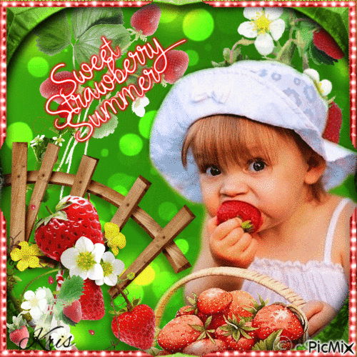 J'adore les fraises ! - Free animated GIF