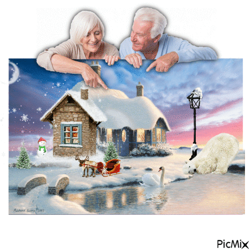 Une maison dans la neige - Ingyenes animált GIF