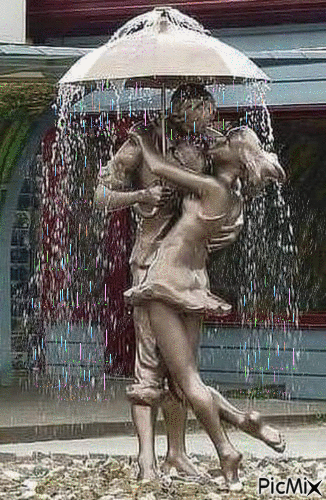 amoureux sous la pluie - Ingyenes animált GIF