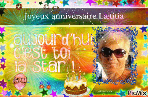 joyeux anniversaire Laetitia - GIF animé gratuit