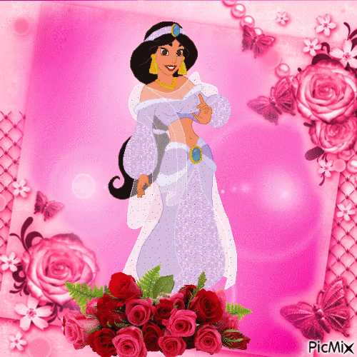 Jasmine in rose frame - Free animated GIF