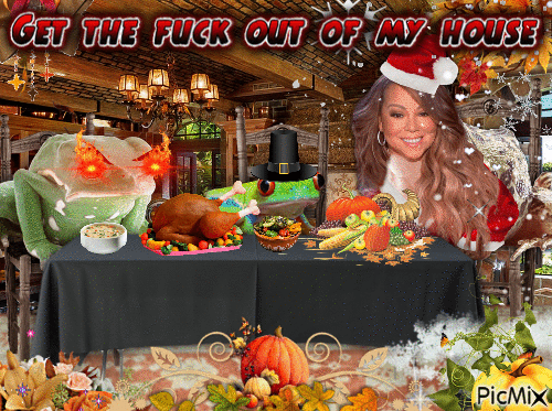 mariah carey frog thanksgiving home invasion - Безплатен анимиран GIF