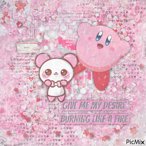 Kirby & Pink Panda - GIF animasi gratis