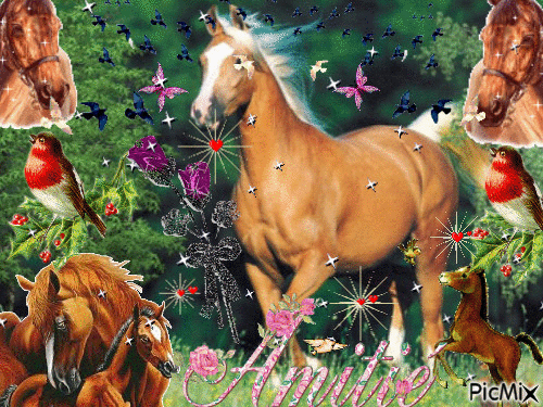 Ma creation de cheval a partager Sylvie bises a tous et toutes - GIF เคลื่อนไหวฟรี