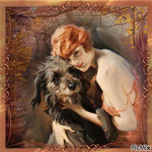 Donna con cane - Ilmainen animoitu GIF