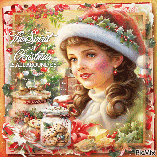 Christmas cookie jar woman - Ingyenes animált GIF
