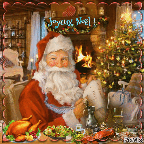 le Père Noël cuisine le Dîner de Noël - Δωρεάν κινούμενο GIF