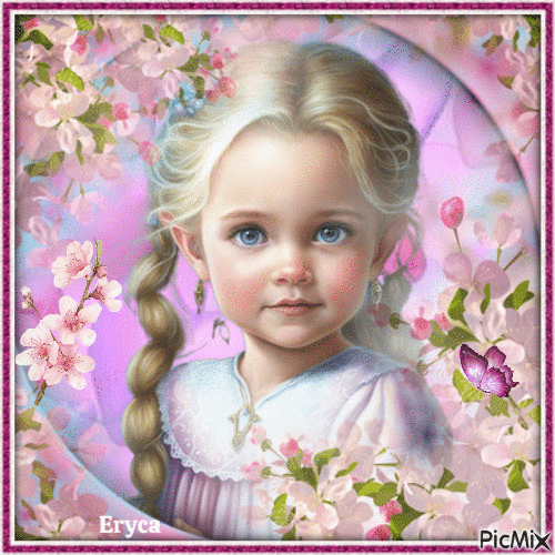 Portrait d'une fillette aux yeux bleus - 無料のアニメーション GIF