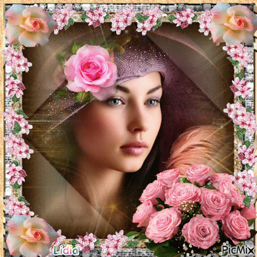 Woman and roses - Free animated GIF - PicMix