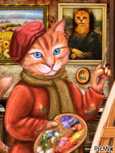 Cat La Van Gogh - Δωρεάν κινούμενο GIF
