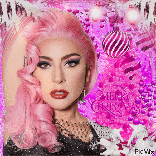 Lady Gaga in Pink zu Weihnachten - Animovaný GIF zadarmo