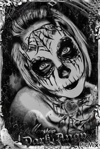 dark gothica skulls woman - Бесплатный анимированный гифка