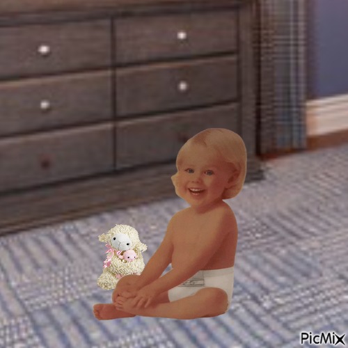 Baby and plush lamb - 免费PNG