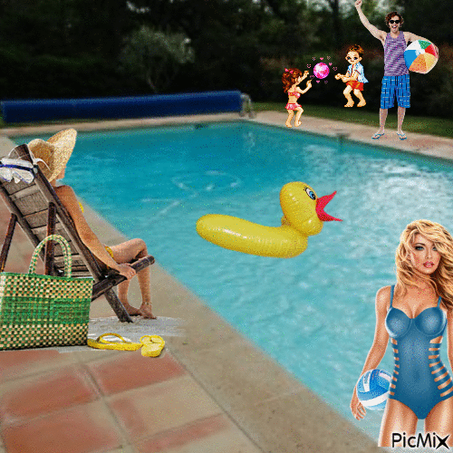 Moment de détente à la piscine - Ingyenes animált GIF
