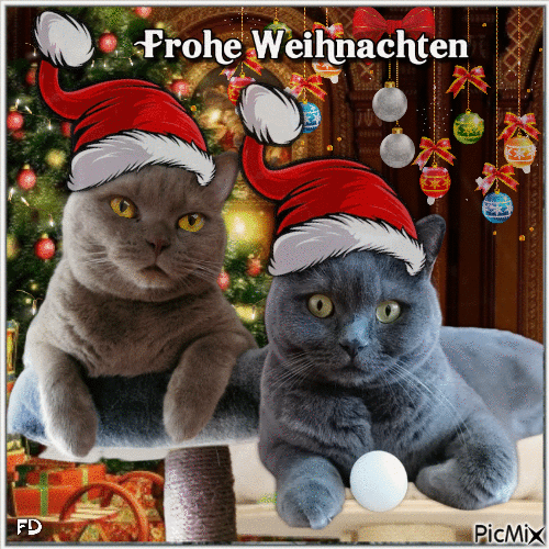 Hannibal und Henry wünschen allen frohe Weihnachten - 無料のアニメーション GIF