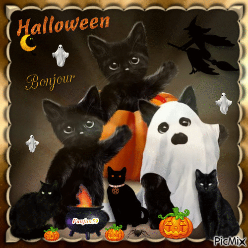 Halloween bonjour - GIF animado grátis