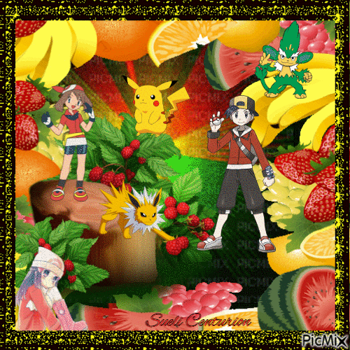 Pokemon e Frutas - 無料のアニメーション GIF