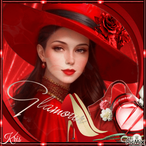 Femme glamour en rouge - Бесплатный анимированный гифка