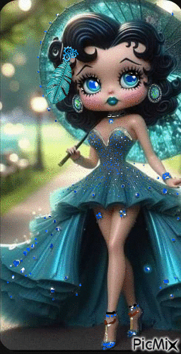 Little doll in blue - GIF animado gratis