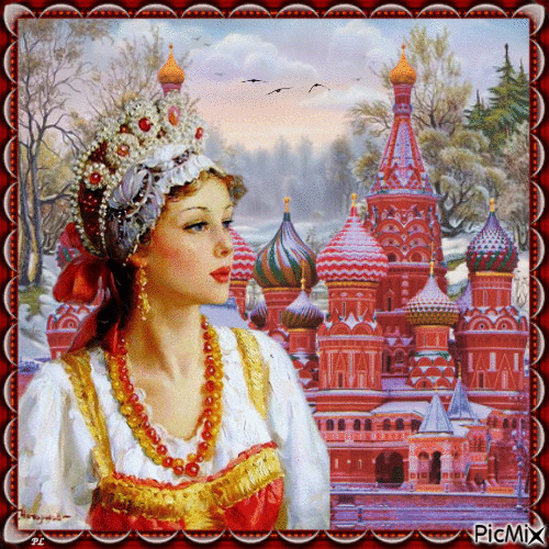 Portrait of a Russian lady with her original attire - Contest - Free animated GIF