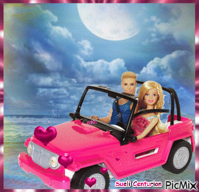 Ken e Barbie na praia - GIF animado gratis