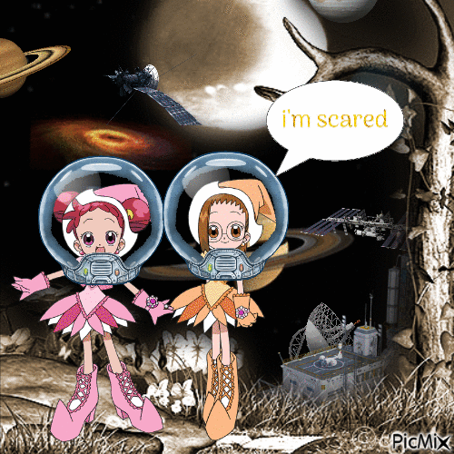 doremi and hazuki go to space - GIF animé gratuit