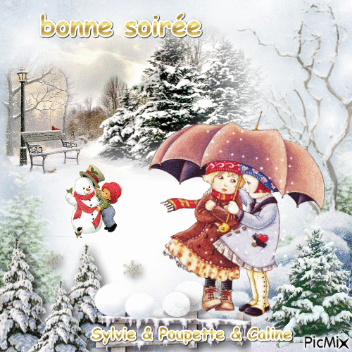 bonne soirée sous la neige - Бесплатный анимированный гифка