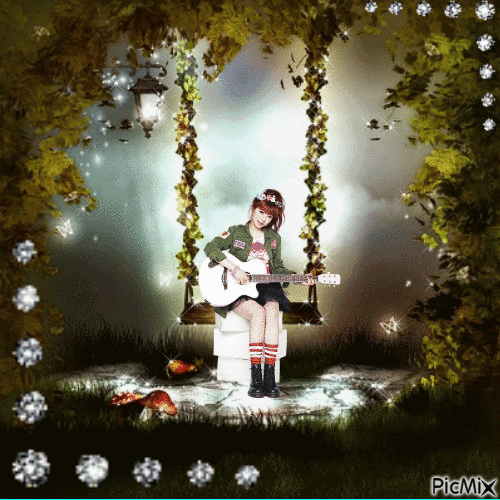 jeune fille sur balançoire - 無料のアニメーション GIF