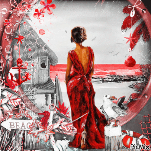 femme en rouge - Δωρεάν κινούμενο GIF