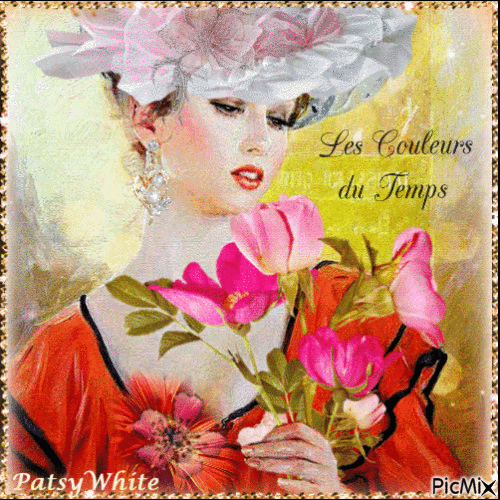 Lady whith flowers - GIF animé gratuit