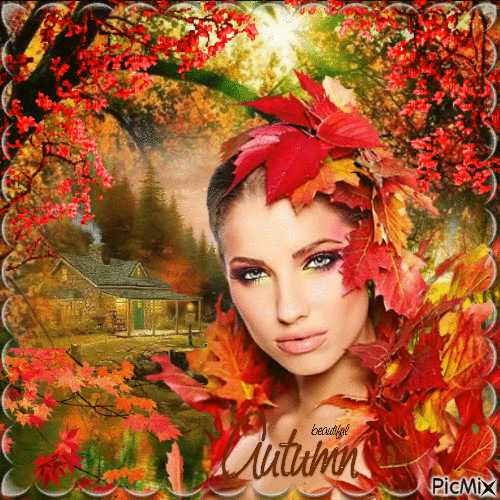 femme en automne - Δωρεάν κινούμενο GIF
