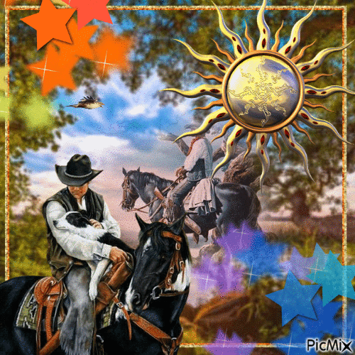 sunset cowboy - 無料のアニメーション GIF