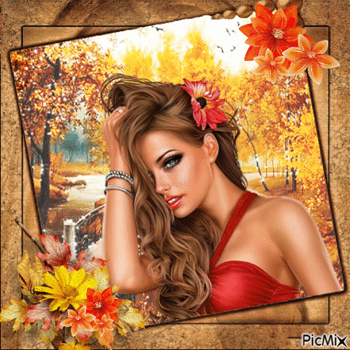 Autumn woman - Animovaný GIF zadarmo