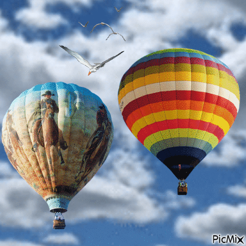 Montgolfières qui volent - GIF animasi gratis