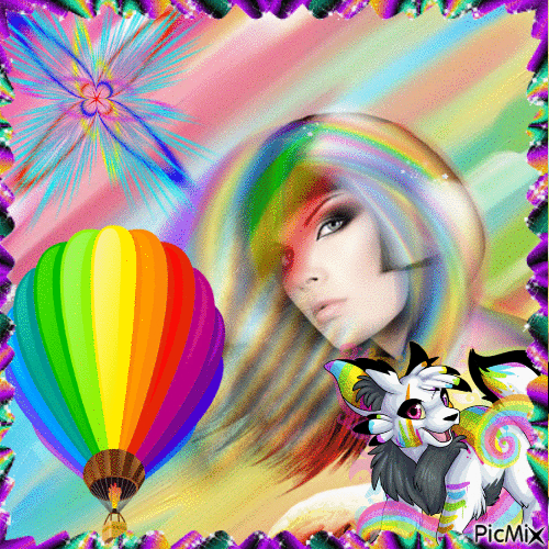 femme et couleurs arc-en-ciel - GIF animé gratuit