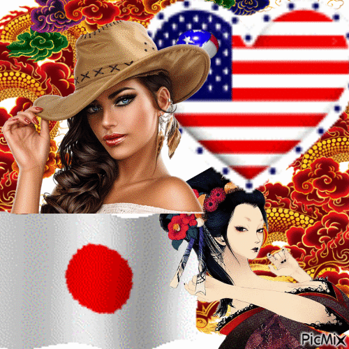 Amerika x Japán - GIF animé gratuit