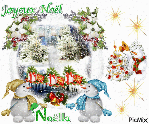 Joyeux noël  Noëlla - Animovaný GIF zadarmo